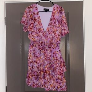 Laundry by Shelli Segal Purple Floral Ruffle Mini Dress
